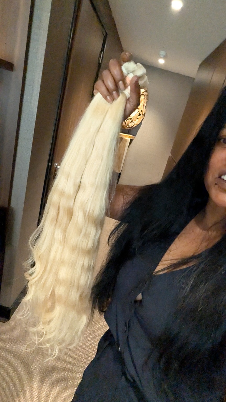 Blonde human hair natural view